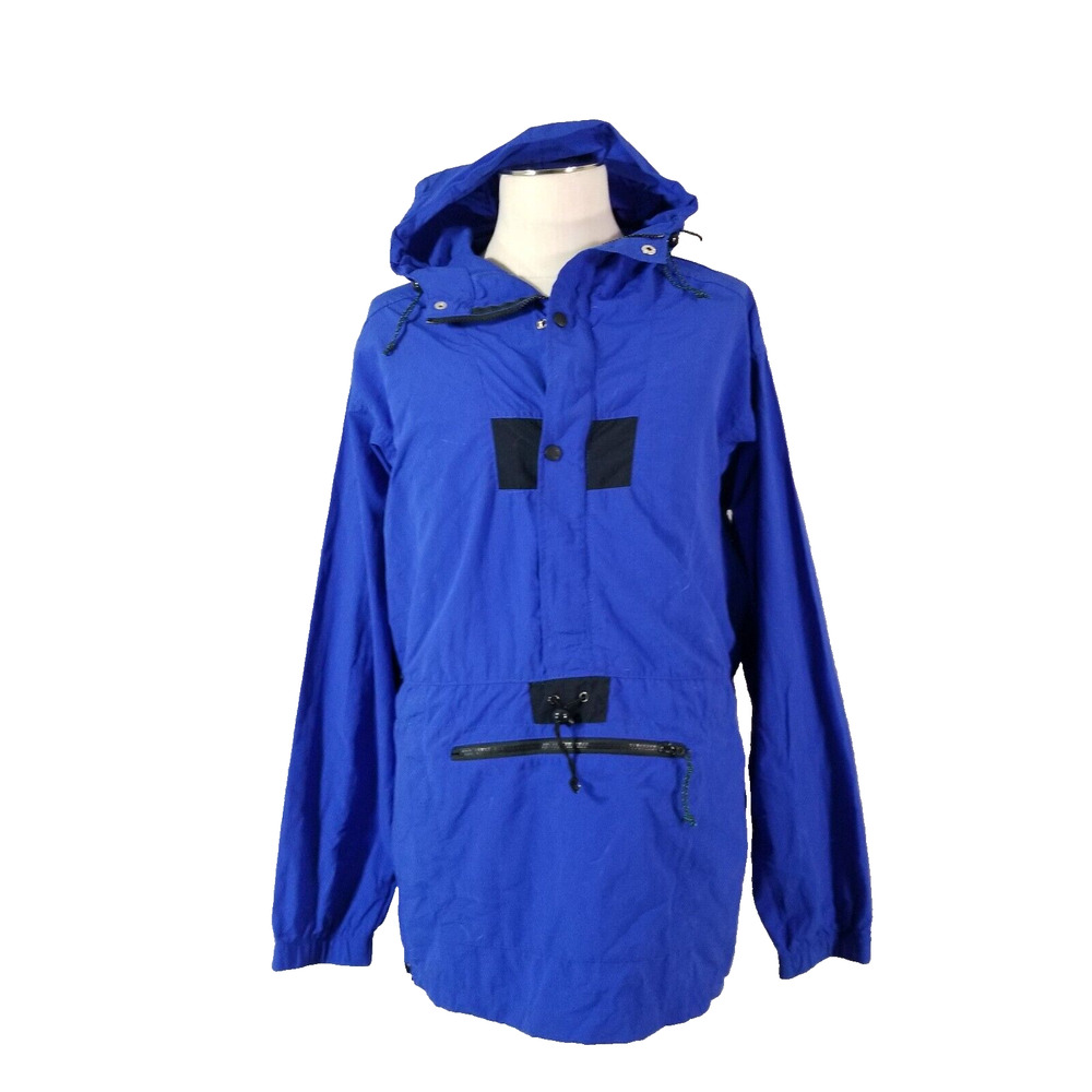 REI Jacket Mens XL Extra Large Anorak Windbreaker Half Zip Blue Hoodie Outdoor
